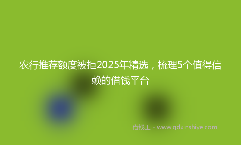 农行推荐额度被拒2025年精选，梳理5个值得信赖的借钱平台