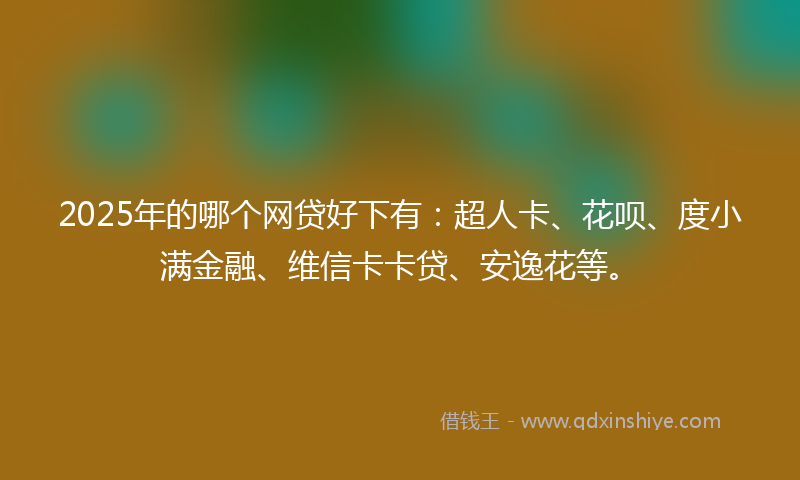 2025年的哪个网贷好下有：超人卡、花呗、度小满金融、维信卡卡贷、安逸花等。