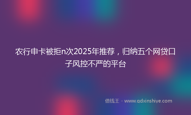 农行申卡被拒n次2025年推荐，归纳五个网贷口子风控不严的平台