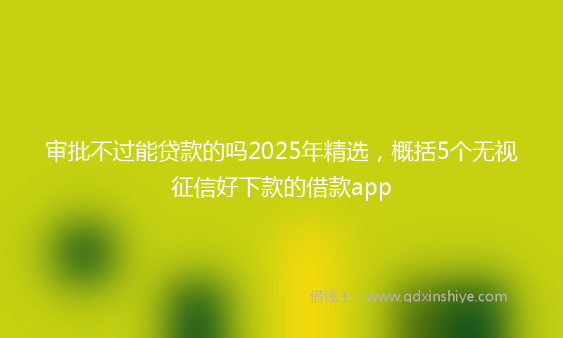 审批不过能贷款的吗2025年精选，概括5个无视征信好下款的借款app