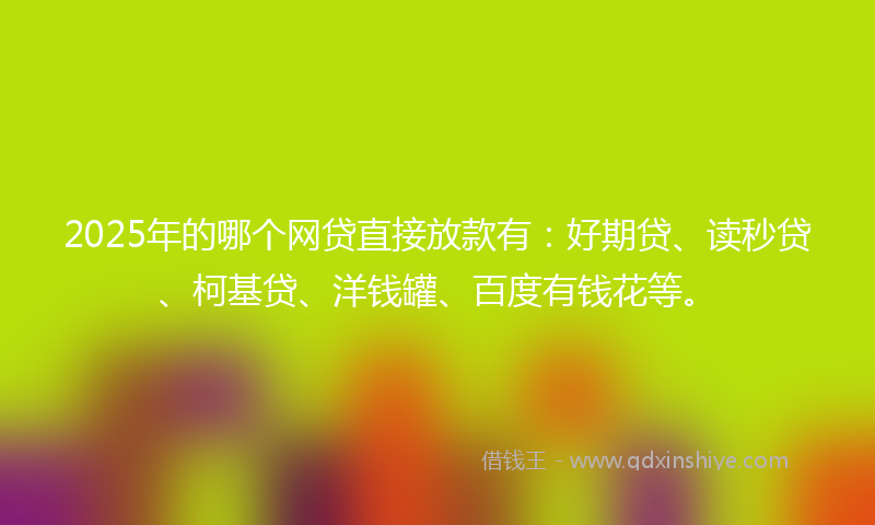2025年的哪个网贷直接放款有：好期贷、读秒贷、柯基贷、洋钱罐、百度有钱花等。