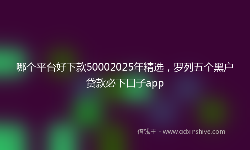 哪个平台好下款50002025年精选，罗列五个黑户贷款必下口子app