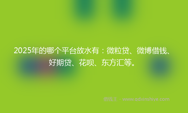2025年的哪个平台放水有：微粒贷、微博借钱、好期贷、花呗、东方汇等。