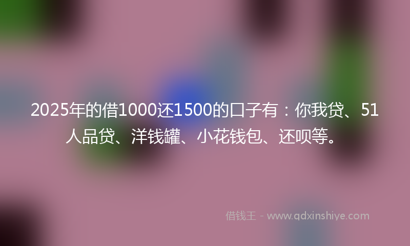 2025年的借1000还1500的口子有：你我贷、51人品贷、洋钱罐、小花钱包、还呗等。