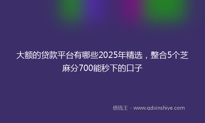 大额的贷款平台有哪些2025年精选，整合5个芝麻分700能秒下的口子
