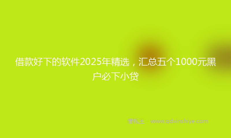 借款好下的软件2025年精选，汇总五个1000元黑户必下小贷
