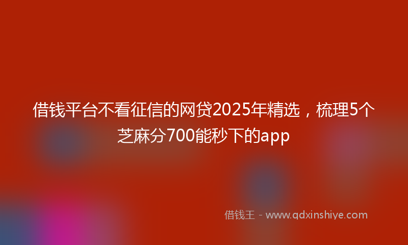 借钱平台不看征信的网贷2025年精选，梳理5个芝麻分700能秒下的app