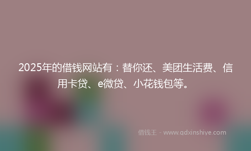 2025年的借钱网站有：替你还、美团生活费、信用卡贷、e微贷、小花钱包等。
