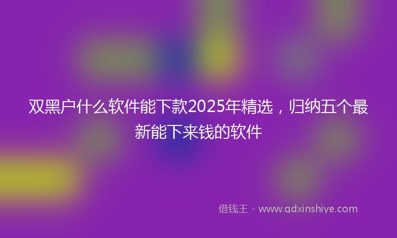 双黑户什么软件能下款2025年精选，归纳五个最新能下来钱的软件