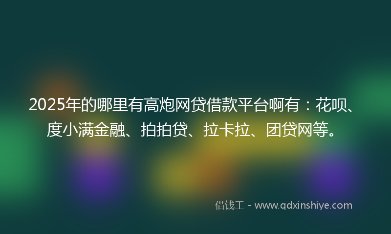 2025年的哪里有高炮网贷借款平台啊有：花呗、度小满金融、拍拍贷、拉卡拉、团贷网等。