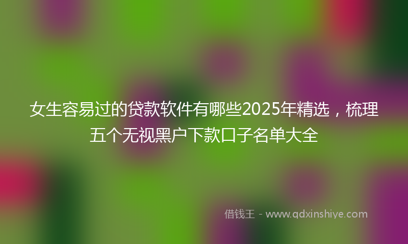 女生容易过的贷款软件有哪些2025年精选，梳理五个无视黑户下款口子名单大全