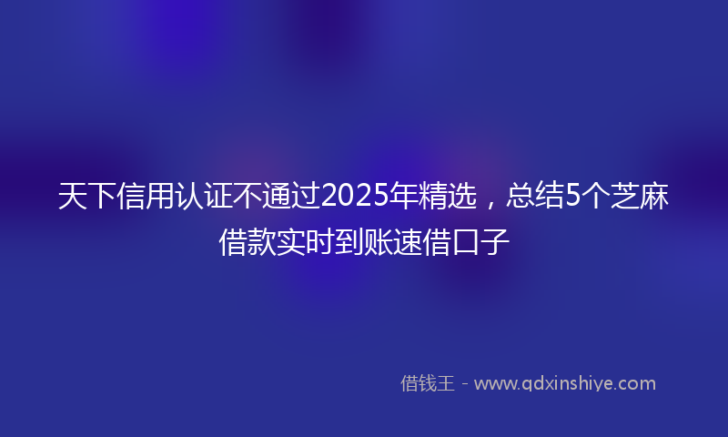 天下信用认证不通过2025年精选，总结5个芝麻借款实时到账速借口子