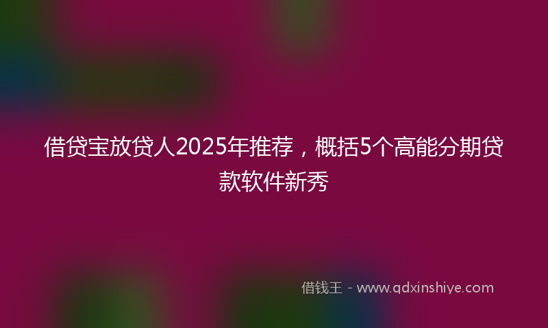 借贷宝放贷人2025年推荐，概括5个高能分期贷款软件新秀