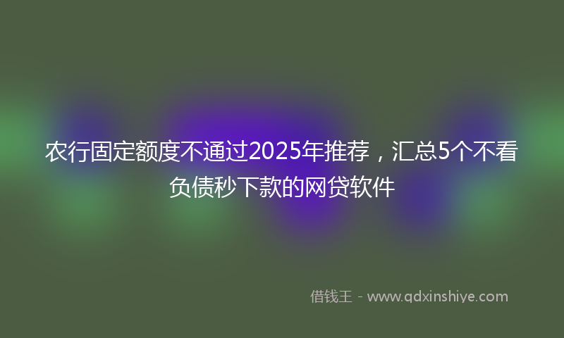 农行固定额度不通过2025年推荐，汇总5个不看负债秒下款的网贷软件