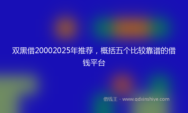 双黑借20002025年推荐，概括五个比较靠谱的借钱平台