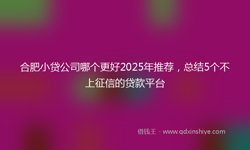 合肥小贷公司哪个更好2025年推荐，总结5个不上征信的贷款平台
