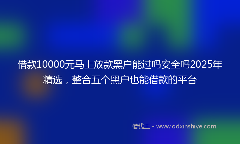 借款10000元马上放款黑户能过吗安全吗2025年精选，整合五个黑户也能借款的平台
