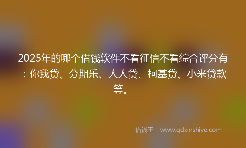 2025年的哪个借钱软件不看征信不看综合评分有：你我贷、分期乐、人人贷、柯基贷、小米贷款等。