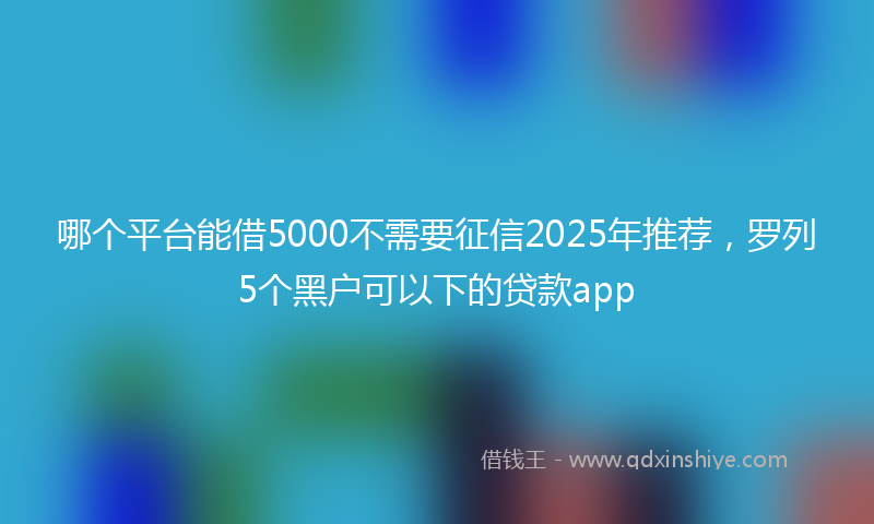 哪个平台能借5000不需要征信2025年推荐，罗列5个黑户可以下的贷款app