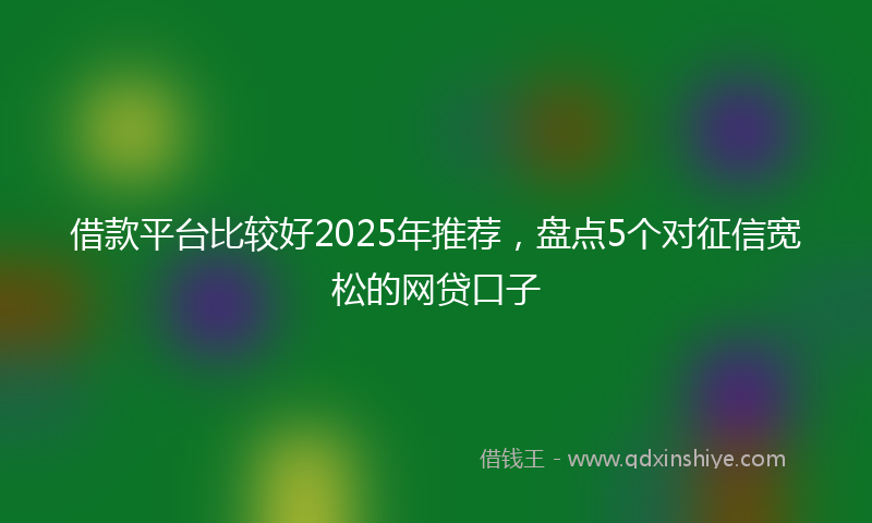 借款平台比较好2025年推荐，盘点5个对征信宽松的网贷口子