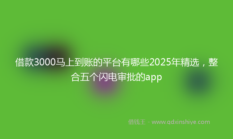借款3000马上到账的平台有哪些2025年精选，整合五个闪电审批的app