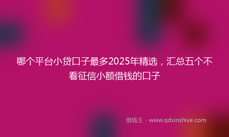 哪个平台小贷口子最多2025年精选，汇总五个不看征信小额借钱的口子