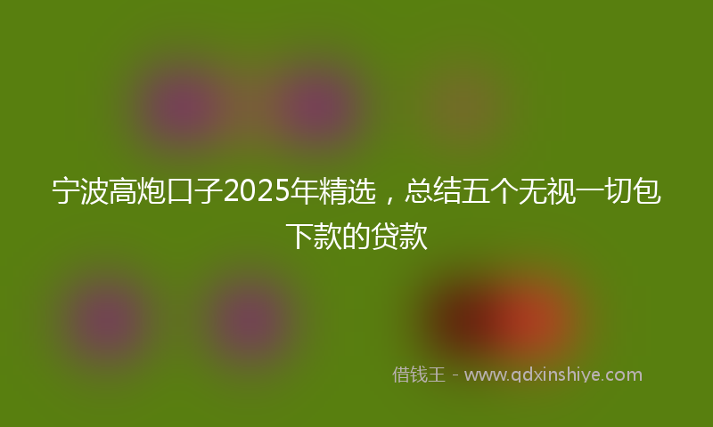宁波高炮口子2025年精选，总结五个无视一切包下款的贷款