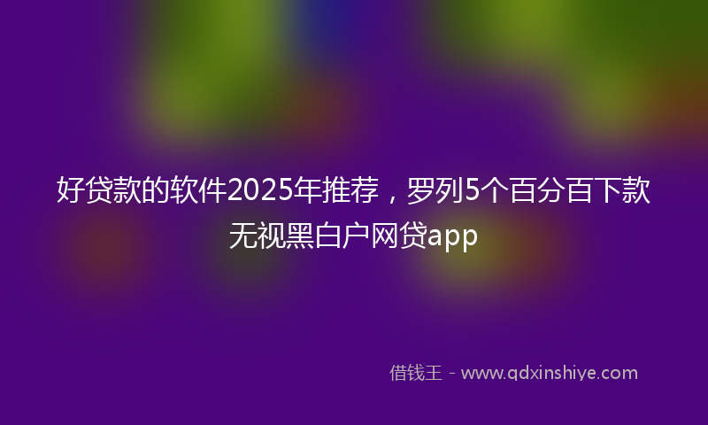 好贷款的软件2025年推荐，罗列5个百分百下款无视黑白户网贷app