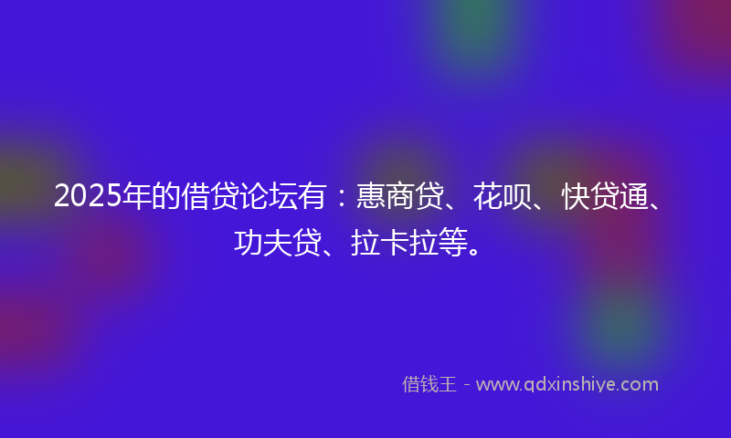 2025年的借贷论坛有：惠商贷、花呗、快贷通、功夫贷、拉卡拉等。