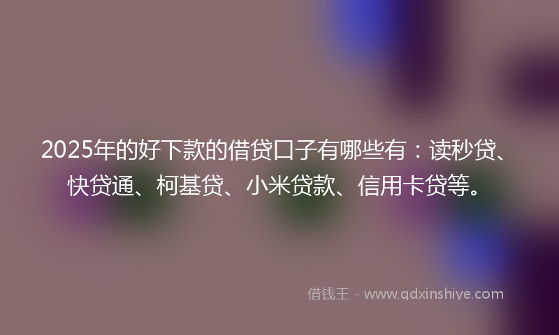 2025年的好下款的借贷口子有哪些有：读秒贷、快贷通、柯基贷、小米贷款、信用卡贷等。