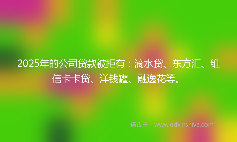 2025年的公司贷款被拒有：滴水贷、东方汇、维信卡卡贷、洋钱罐、融逸花等。