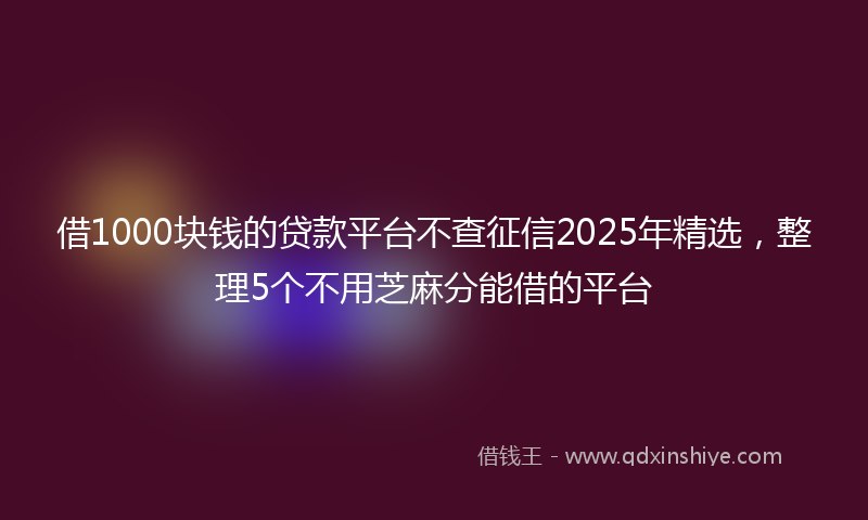 借1000块钱的贷款平台不查征信2025年精选，整理5个不用芝麻分能借的平台