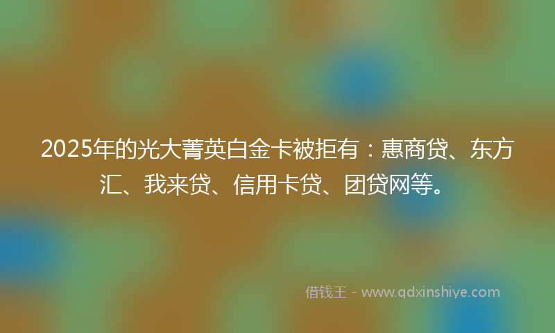 2025年的光大菁英白金卡被拒有：惠商贷、东方汇、我来贷、信用卡贷、团贷网等。
