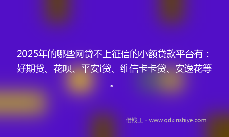 2025年的哪些网贷不上征信的小额贷款平台有：好期贷、花呗、平安i贷、维信卡卡贷、安逸花等。
