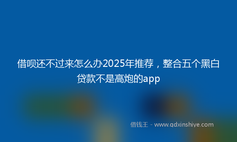 借呗还不过来怎么办2025年推荐，整合五个黑白贷款不是高炮的app