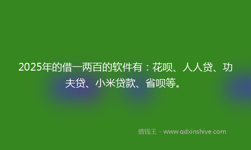 2025年的借一两百的软件有：花呗、人人贷、功夫贷、小米贷款、省呗等。
