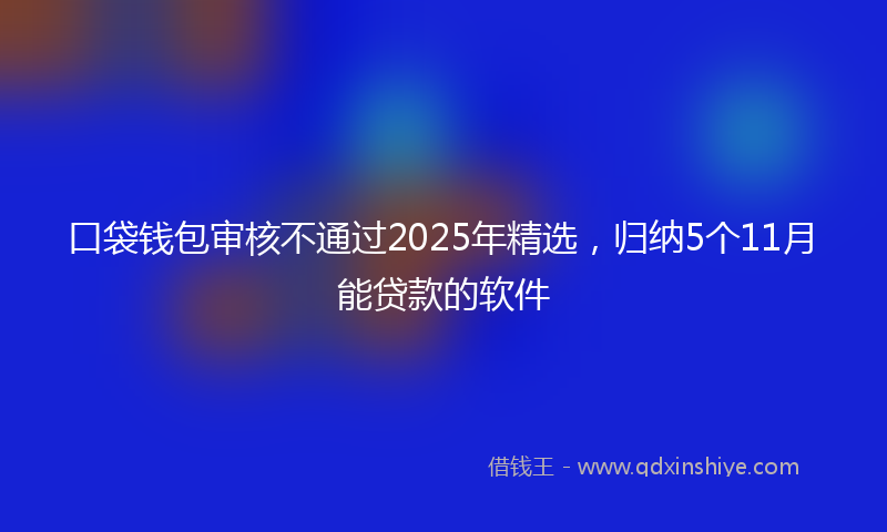 口袋钱包审核不通过2025年精选，归纳5个11月能贷款的软件