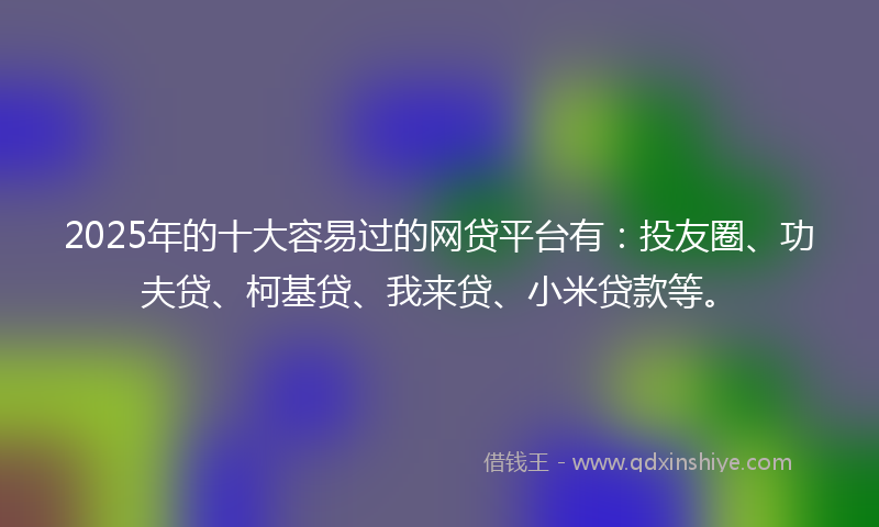 2025年的十大容易过的网贷平台有：投友圈、功夫贷、柯基贷、我来贷、小米贷款等。