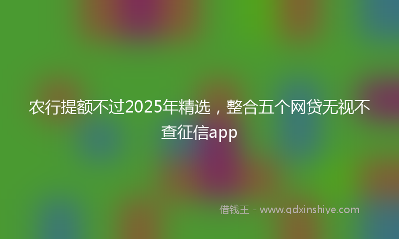农行提额不过2025年精选，整合五个网贷无视不查征信app