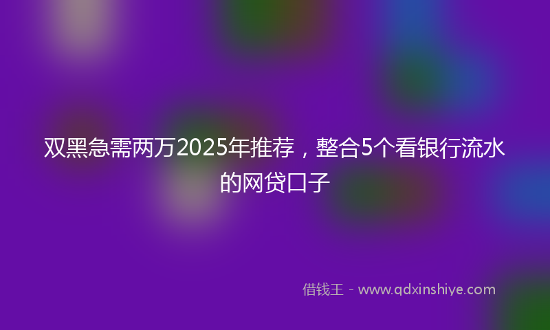 双黑急需两万2025年推荐，整合5个看银行流水的网贷口子