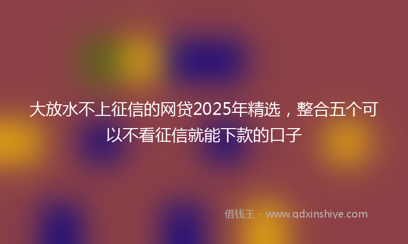 大放水不上征信的网贷2025年精选，整合五个可以不看征信就能下款的口子
