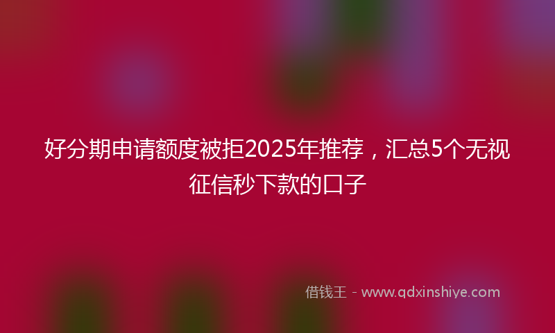 好分期申请额度被拒2025年推荐，汇总5个无视征信秒下款的口子