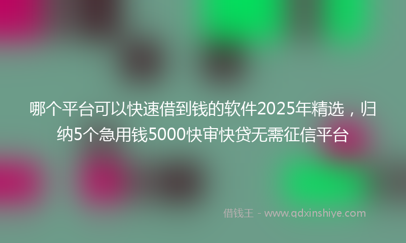 哪个平台可以快速借到钱的软件2025年精选，归纳5个急用钱5000快审快贷无需征信平台