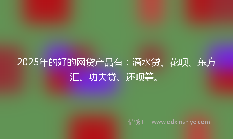 2025年的好的网贷产品有：滴水贷、花呗、东方汇、功夫贷、还呗等。