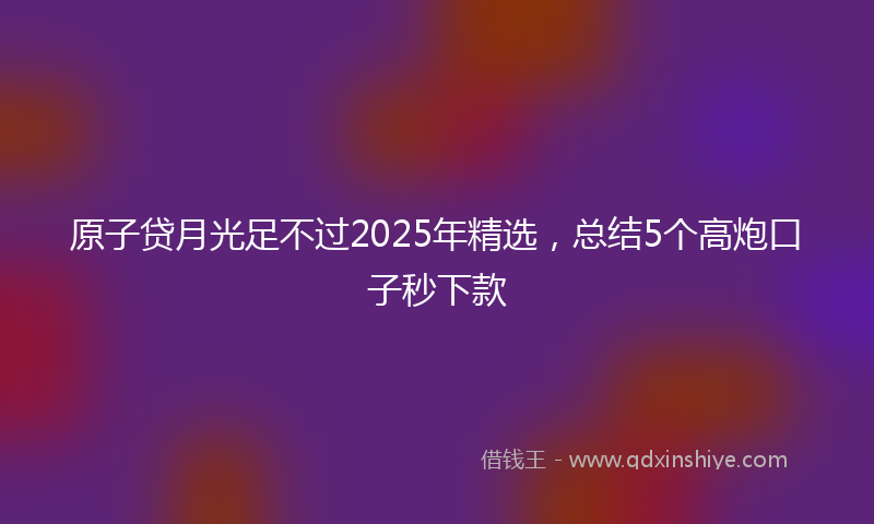 原子贷月光足不过2025年精选，总结5个高炮口子秒下款
