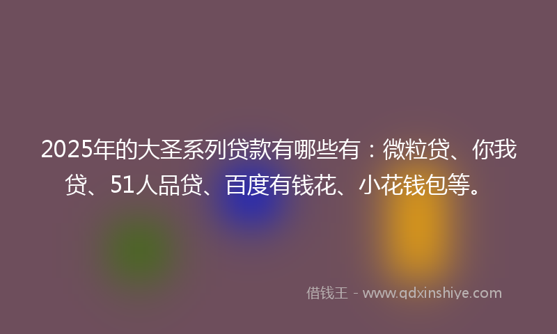 2025年的大圣系列贷款有哪些有：微粒贷、你我贷、51人品贷、百度有钱花、小花钱包等。