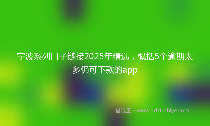 宁波系列口子链接2025年精选，概括5个逾期太多仍可下款的app