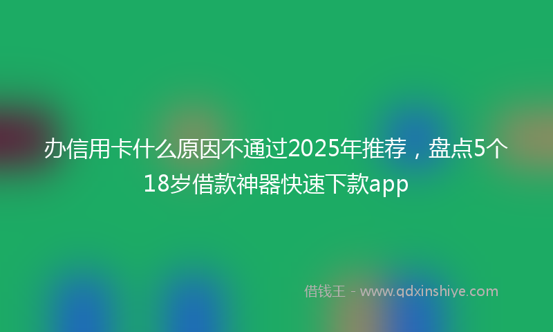 办信用卡什么原因不通过2025年推荐，盘点5个18岁借款神器快速下款app
