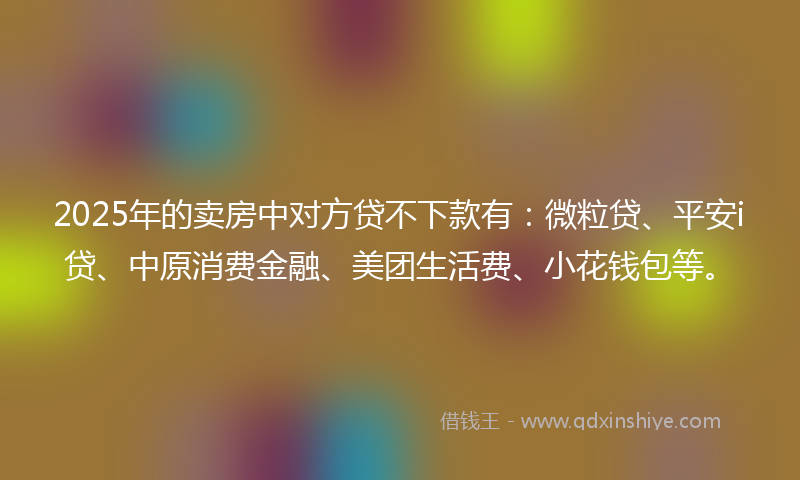 2025年的卖房中对方贷不下款有：微粒贷、平安i贷、中原消费金融、美团生活费、小花钱包等。