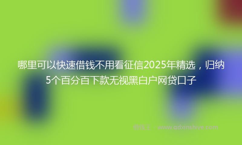 哪里可以快速借钱不用看征信2025年精选，归纳5个百分百下款无视黑白户网贷口子